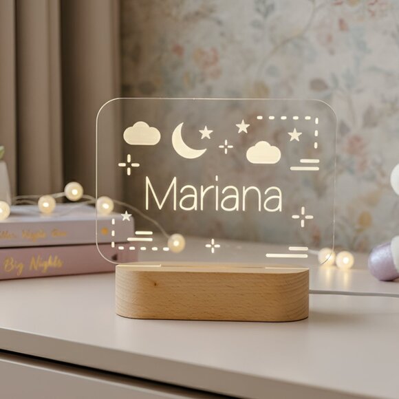 Clouds & Stars Custom Name Light | Personalized LED Cloud Sign for Kids’ Rooms - Picture 8 of 8